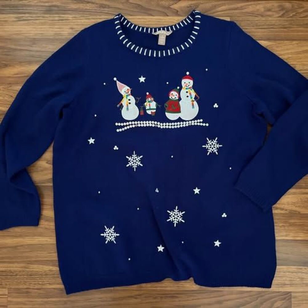White Stag Christmas Snowman Sweater Size XL Grandma Core Tacky Christmas Vintag